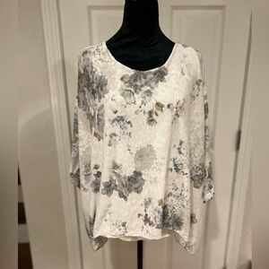 Elena Baldi Flowy Floral Print Blouse - Soft Pastel Watercolor Design Size Large